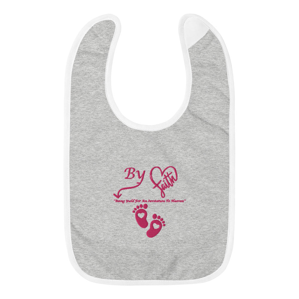 By Faith Embroidered Baby Bib