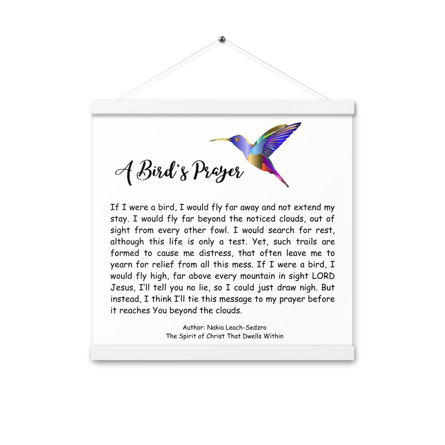 By Faith "A Bird's Prayer" Poem Poster With Hangers