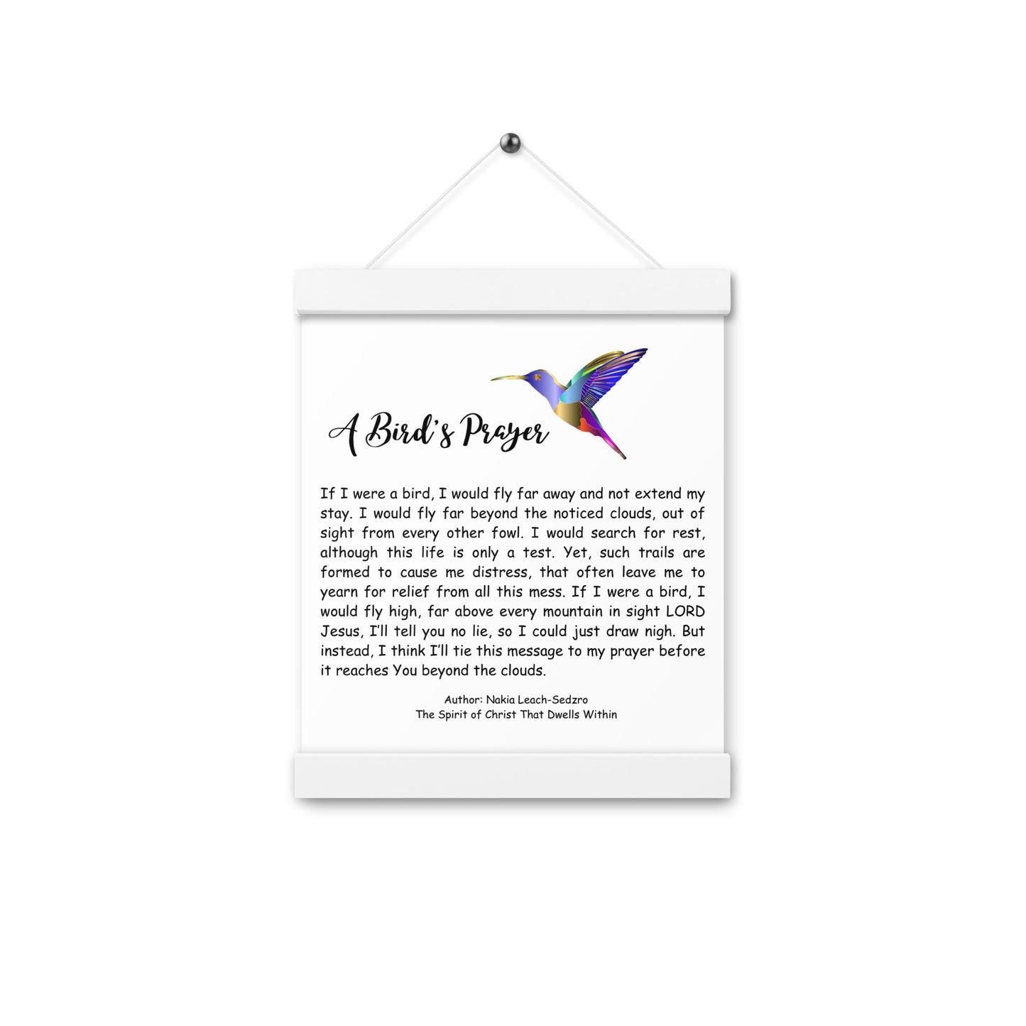 By Faith "A Bird's Prayer" Poem Poster With Hangers